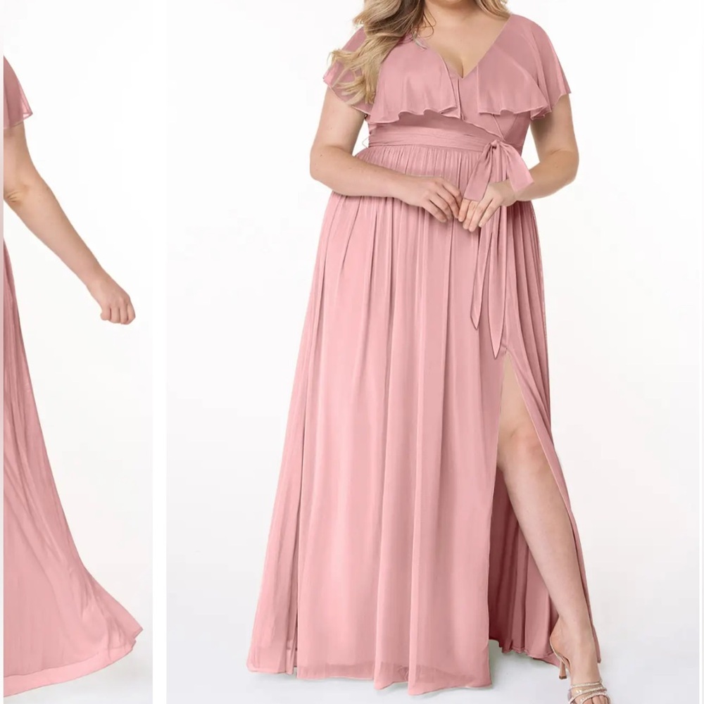 Azazie Jael Maxi Dress Light Pink Bridesmaid NWT